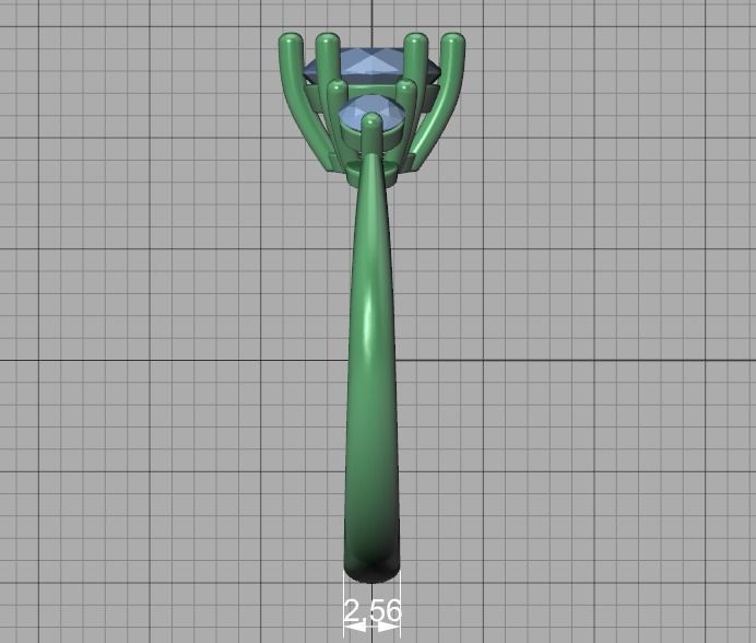 3 Stone Mia Engagement Ring 1ct main and 3mm side stones 3D print model_35