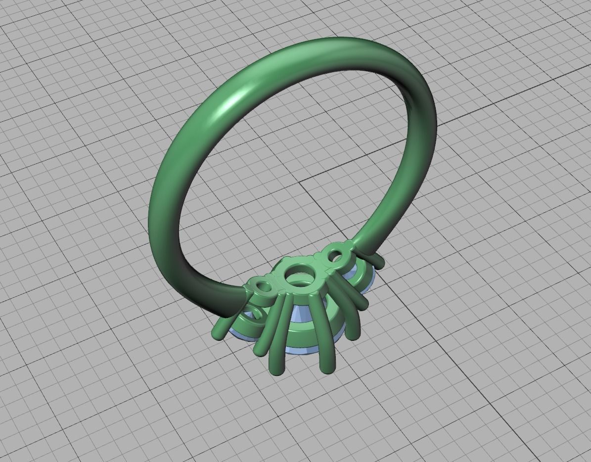 3 Stone Mia Engagement Ring 1ct main and 3mm side stones 3D print model_39