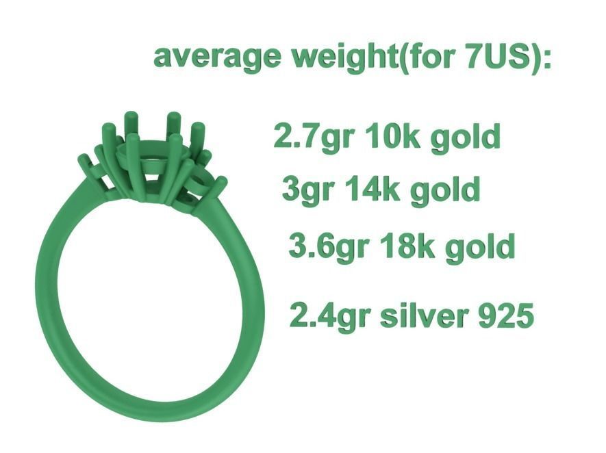 3 Stone Mia Engagement Ring 1ct main and 3mm side stones 3D print model_17