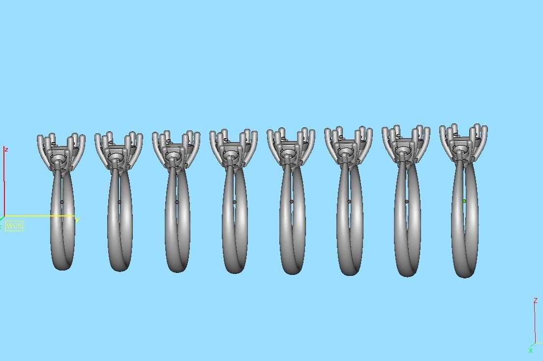 3 Stone Mia Engagement Ring 1ct main and 3mm side stones 3D print model_34