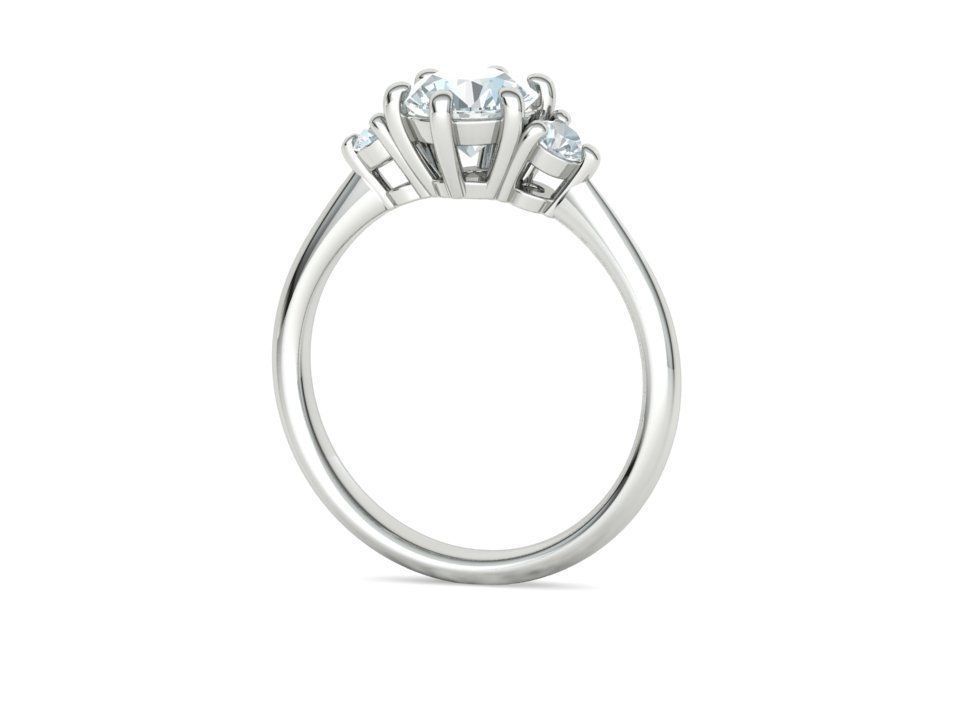 3 Stone Mia Engagement Ring 1ct main and 3mm side stones 3D print model_27