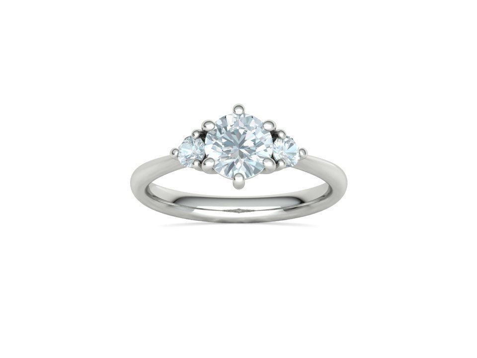 3 Stone Mia Engagement Ring 1ct main and 3mm side stones 3D print model_12