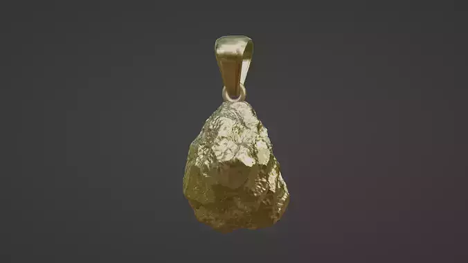large gold rock nugget pendant w bail 3D print model