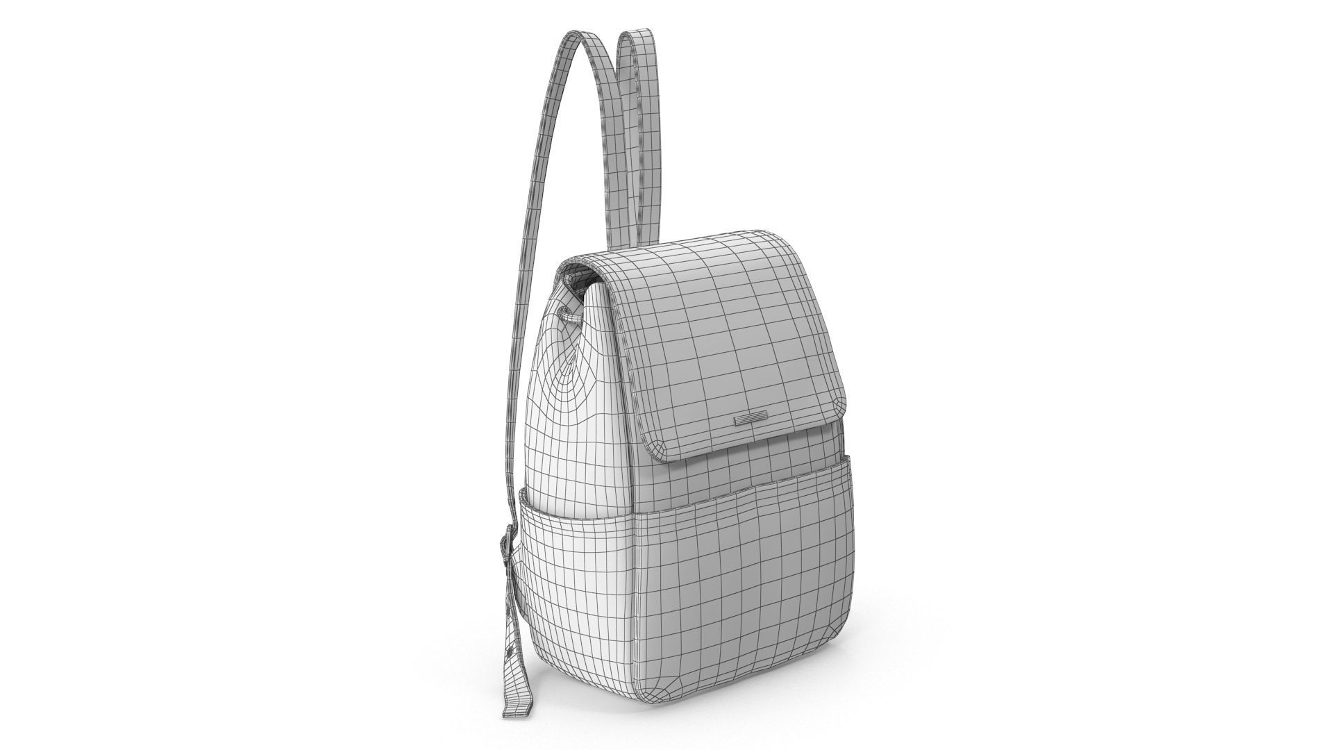Black Leather Backpack Low-poly 3D model_6