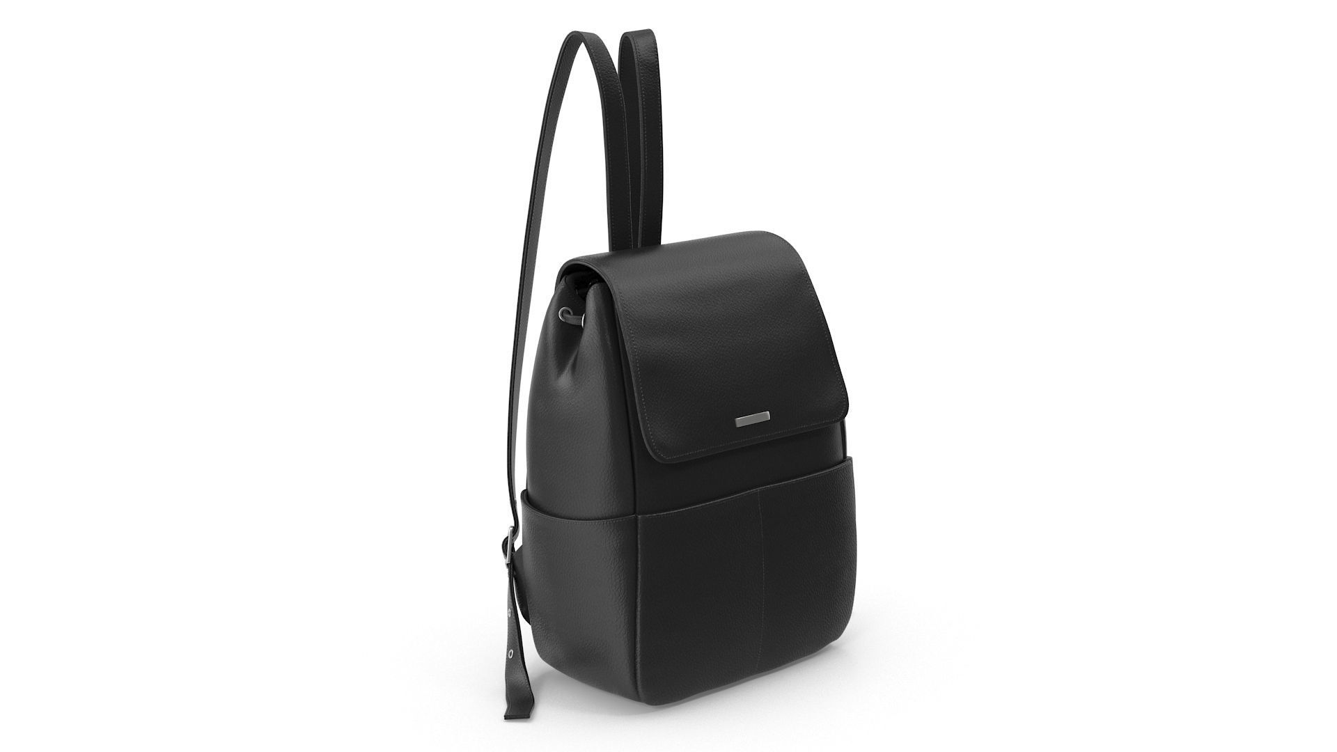 Black Leather Backpack Low-poly 3D model_3