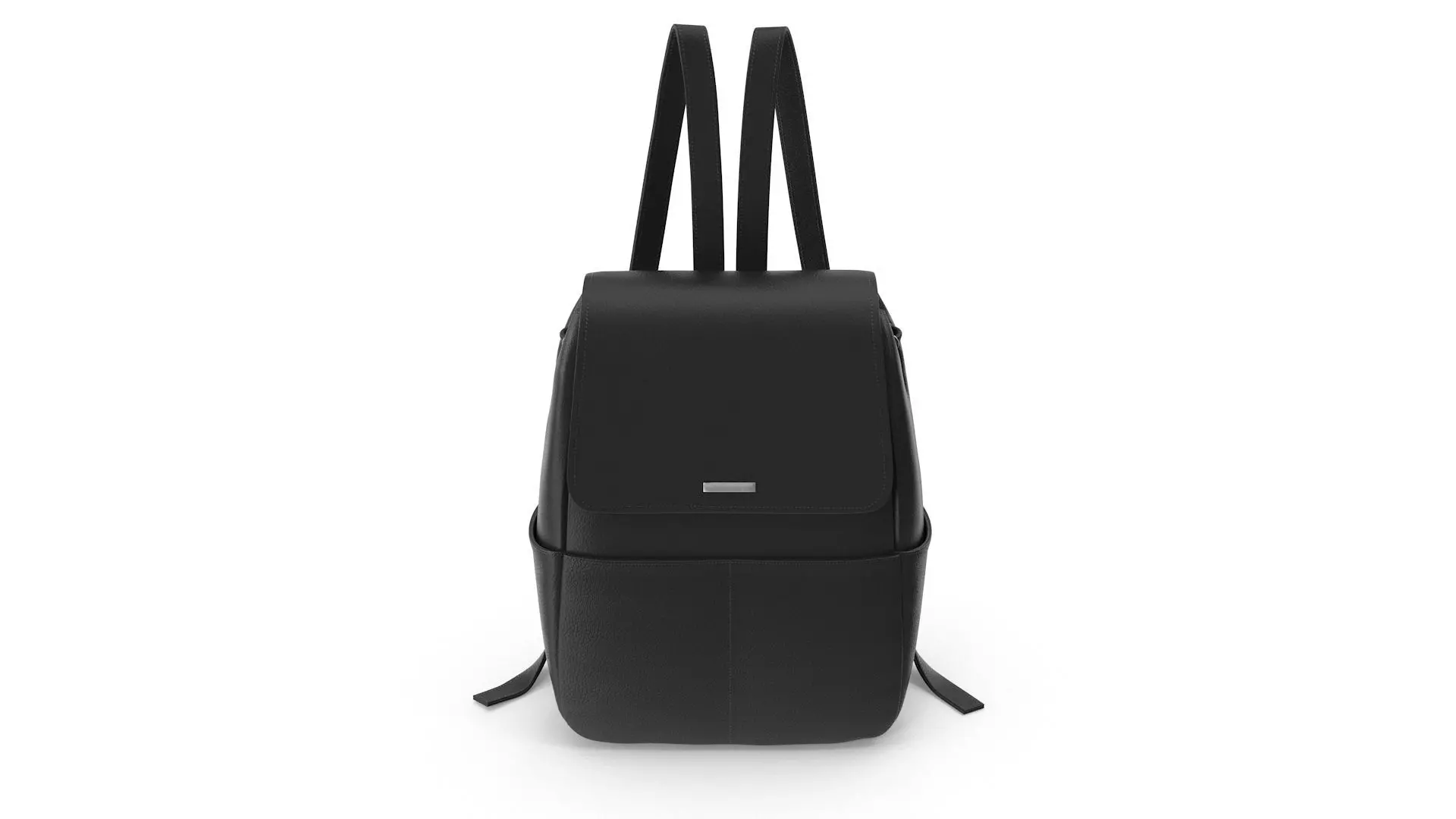 Black Leather Backpack Low-poly 3D model_0