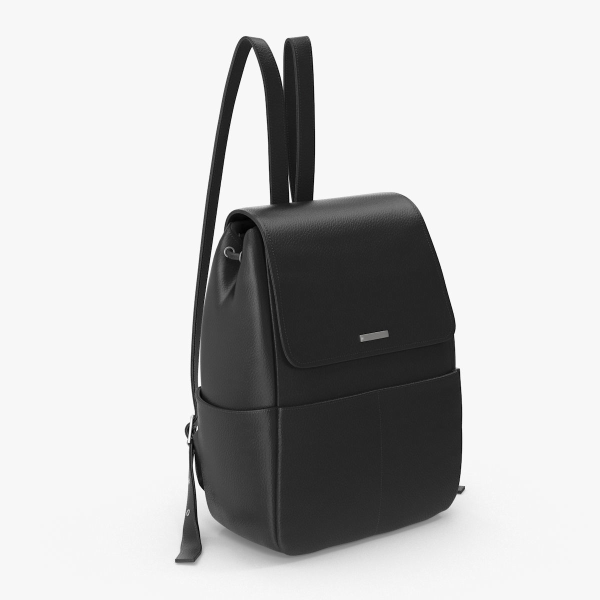 Black Leather Backpack Low-poly 3D model_1