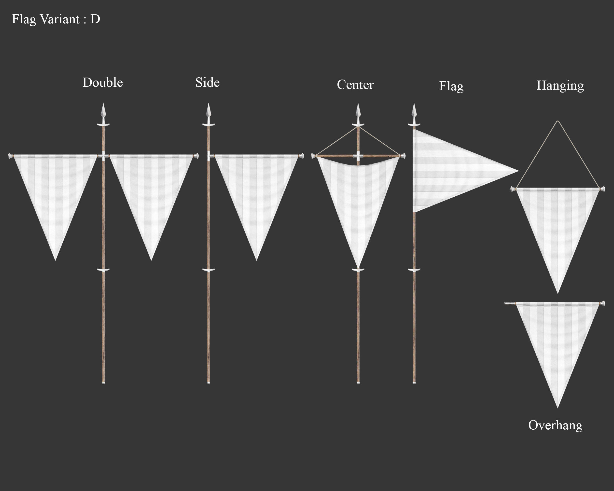 Medieval Elegant Decoration Flags and Banners Low-poly 3D model_12
