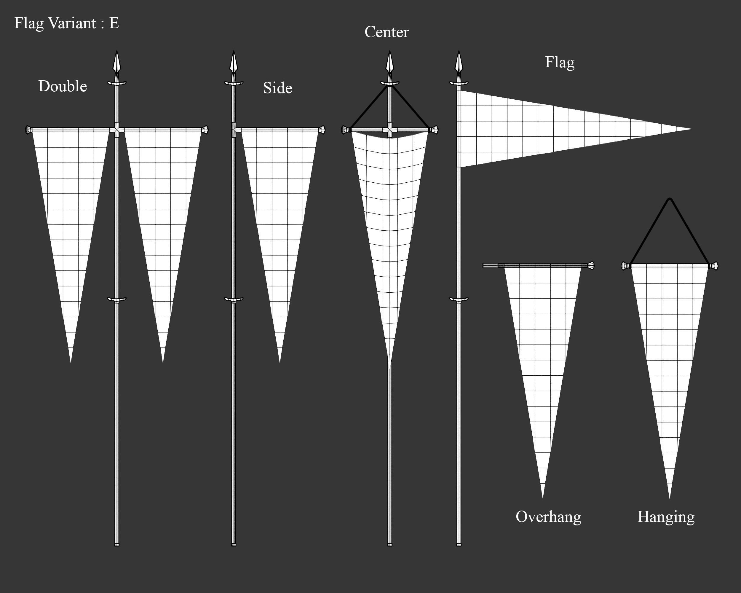 Medieval Elegant Decoration Flags and Banners Low-poly 3D model_17