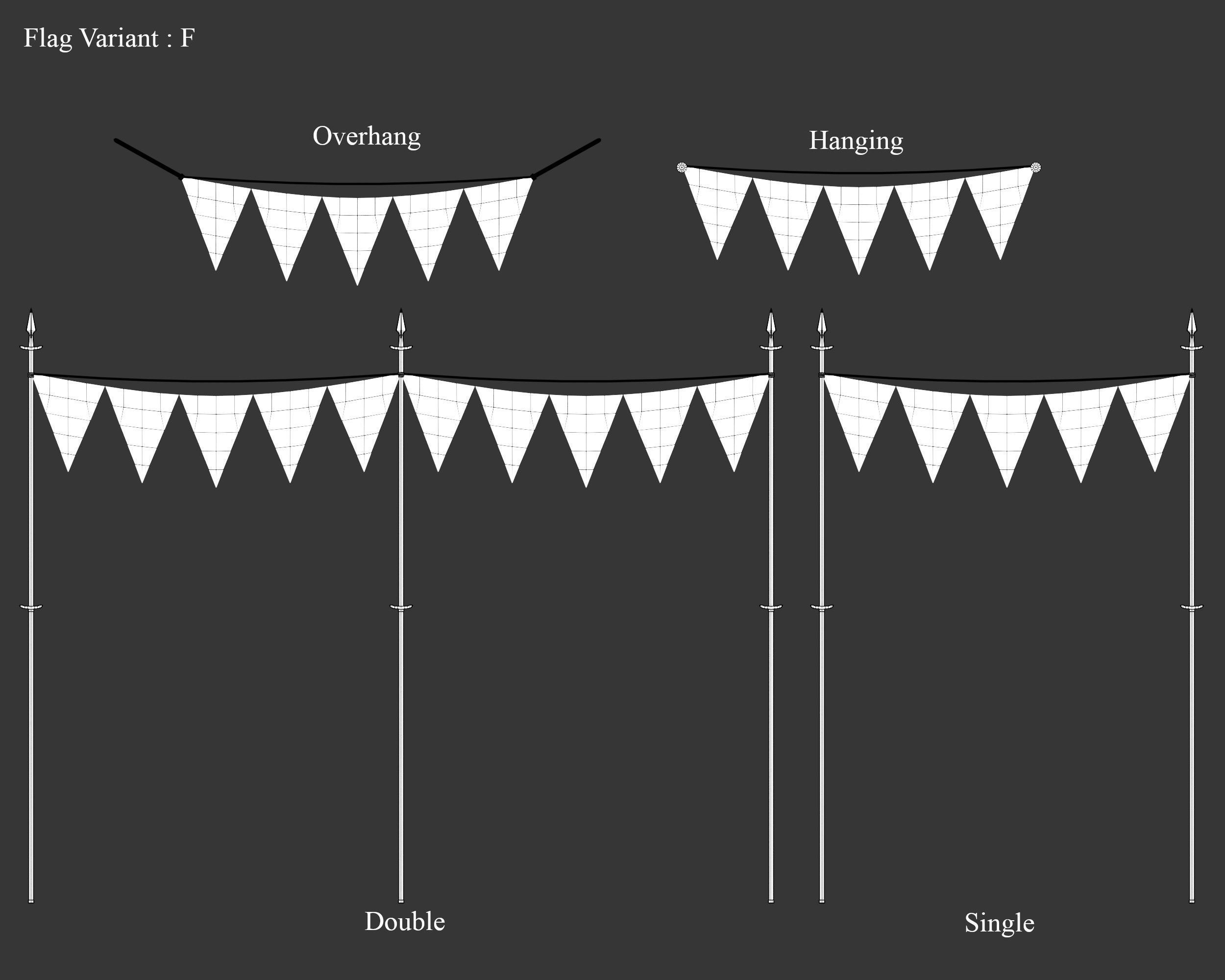 Medieval Elegant Decoration Flags and Banners Low-poly 3D model_20