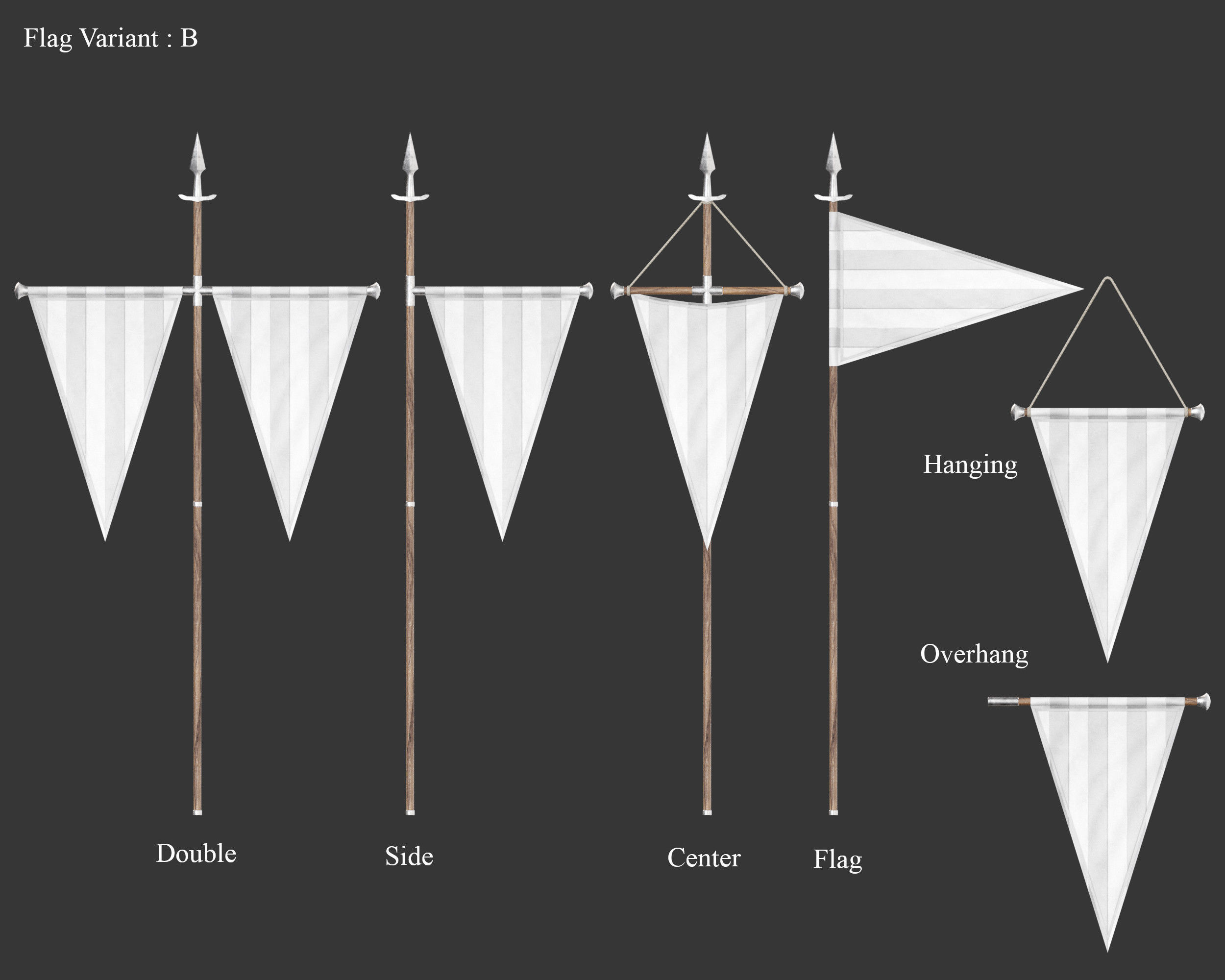 Medieval Elegant Decoration Flags and Banners Low-poly 3D model_6