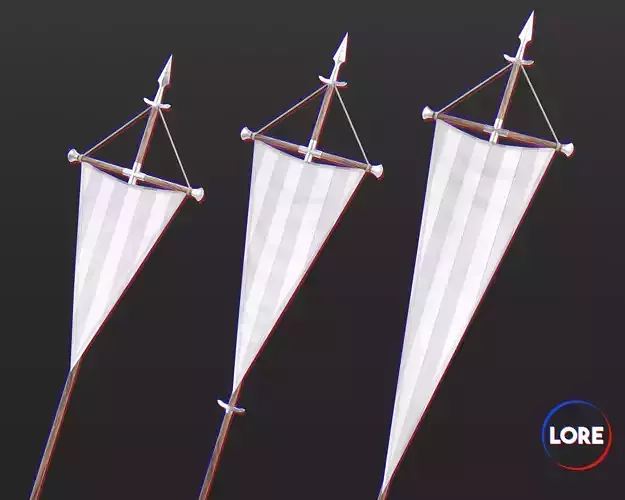 Medieval Elegant Decoration Flags and Banners Low-poly 3D model