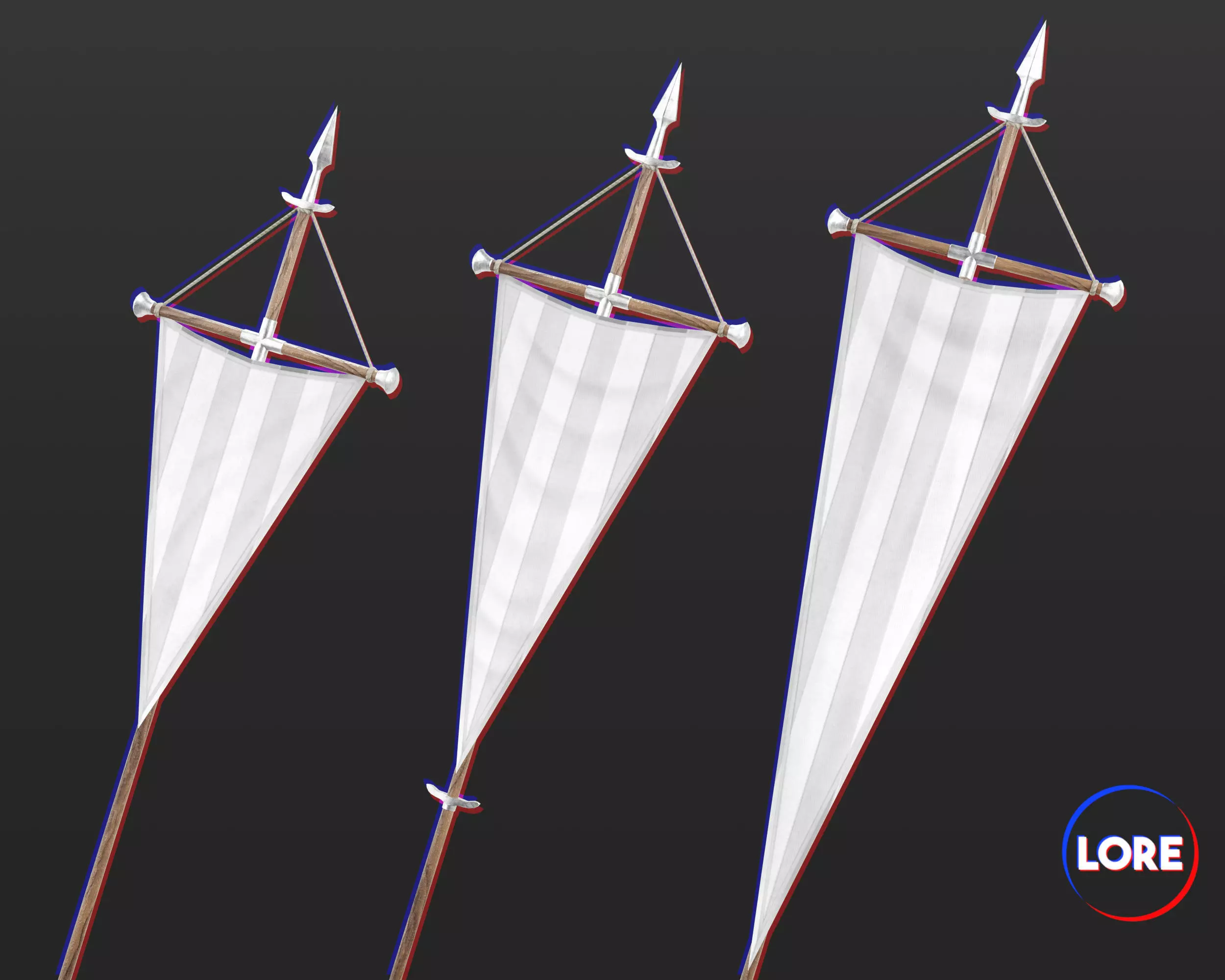 Medieval Elegant Decoration Flags and Banners Low-poly 3D model_0