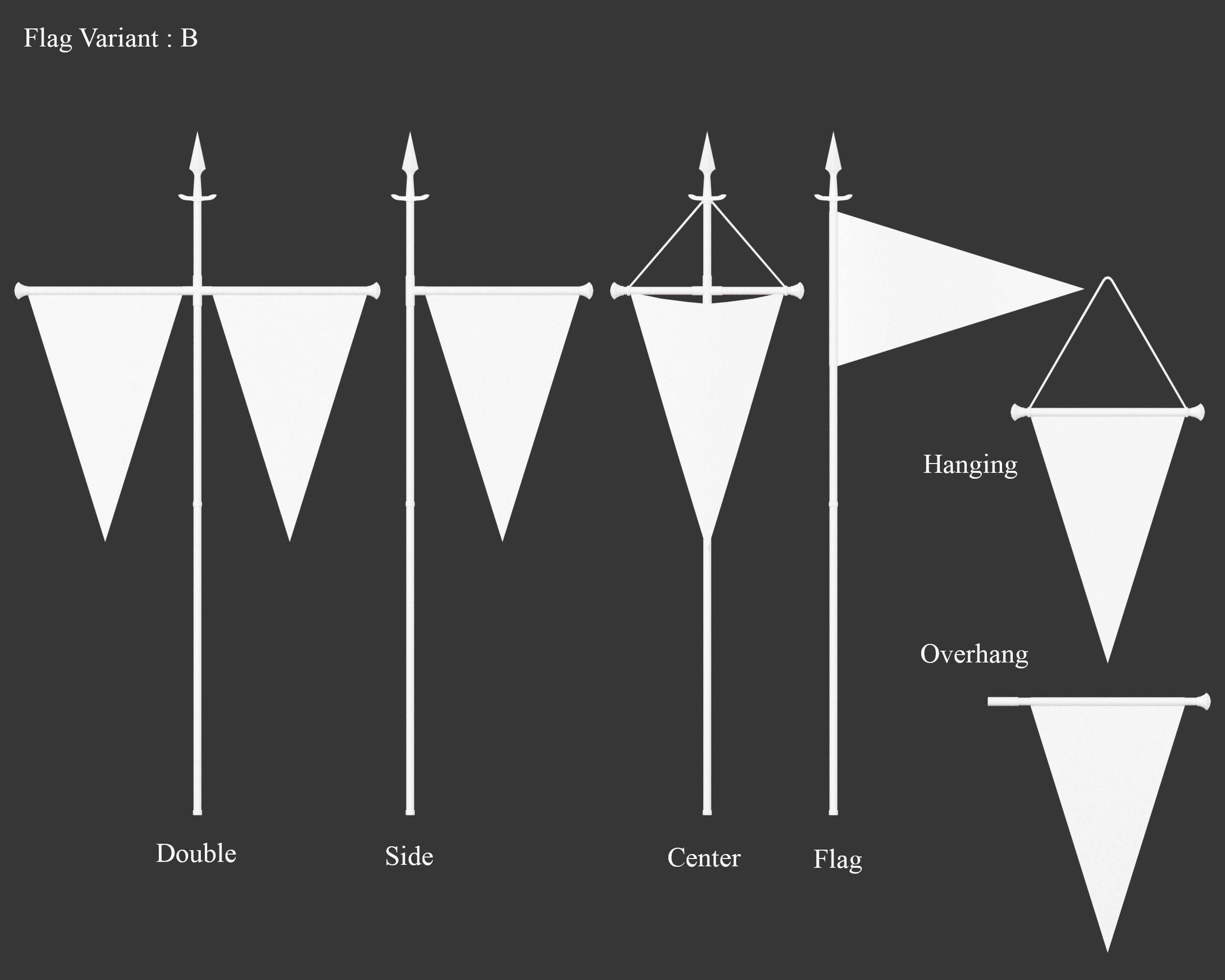 Medieval Elegant Decoration Flags and Banners Low-poly 3D model_7