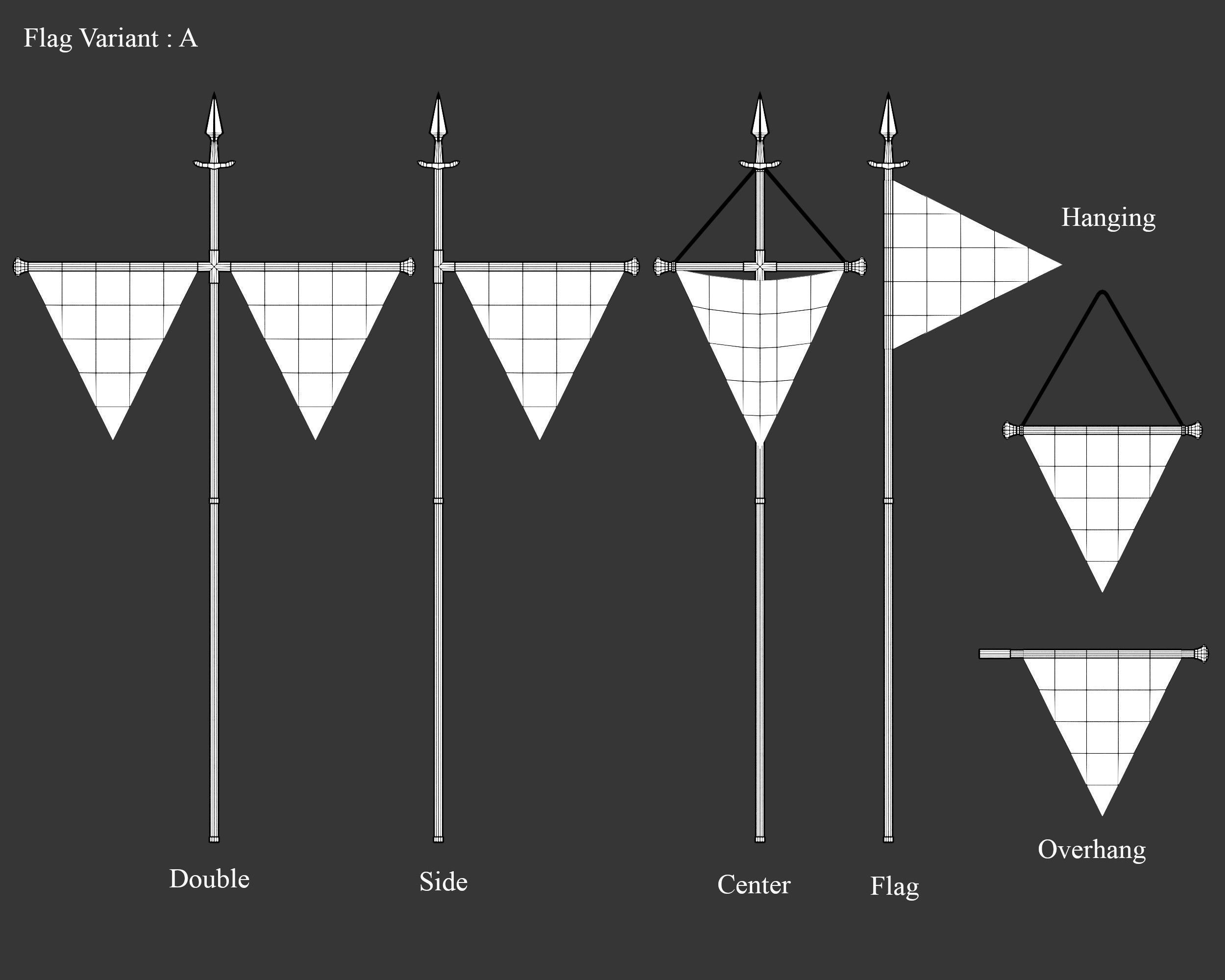 Medieval Elegant Decoration Flags and Banners Low-poly 3D model_5