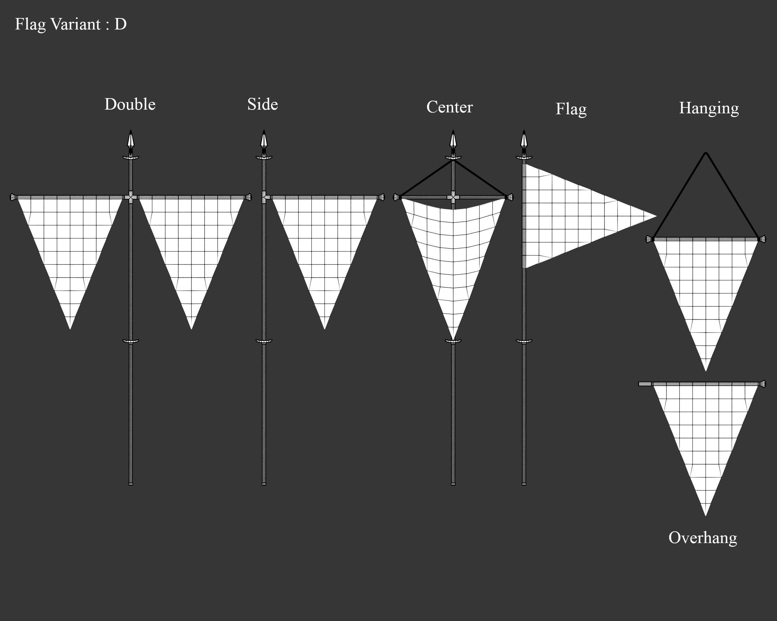 Medieval Elegant Decoration Flags and Banners Low-poly 3D model_14