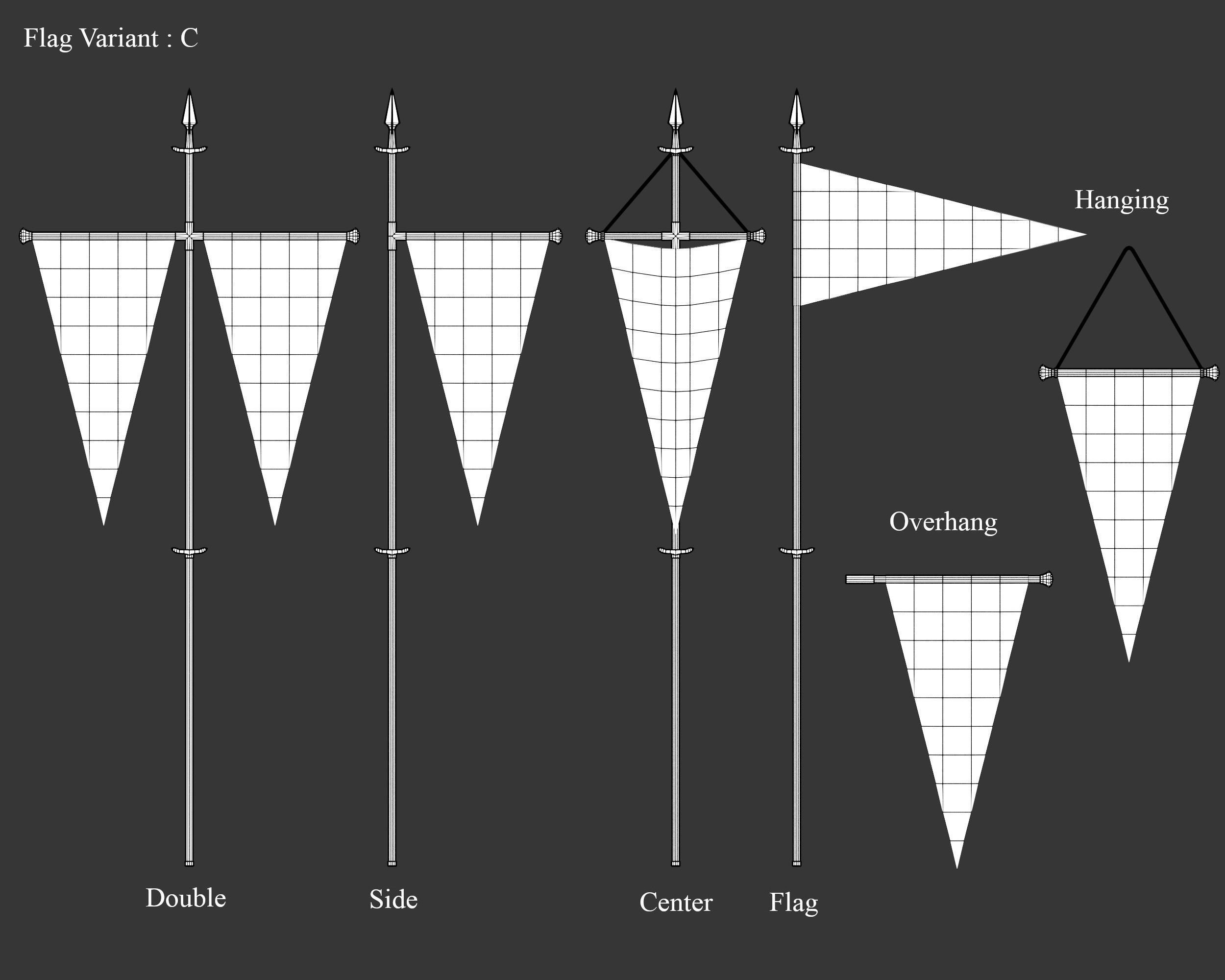 Medieval Elegant Decoration Flags and Banners Low-poly 3D model_11
