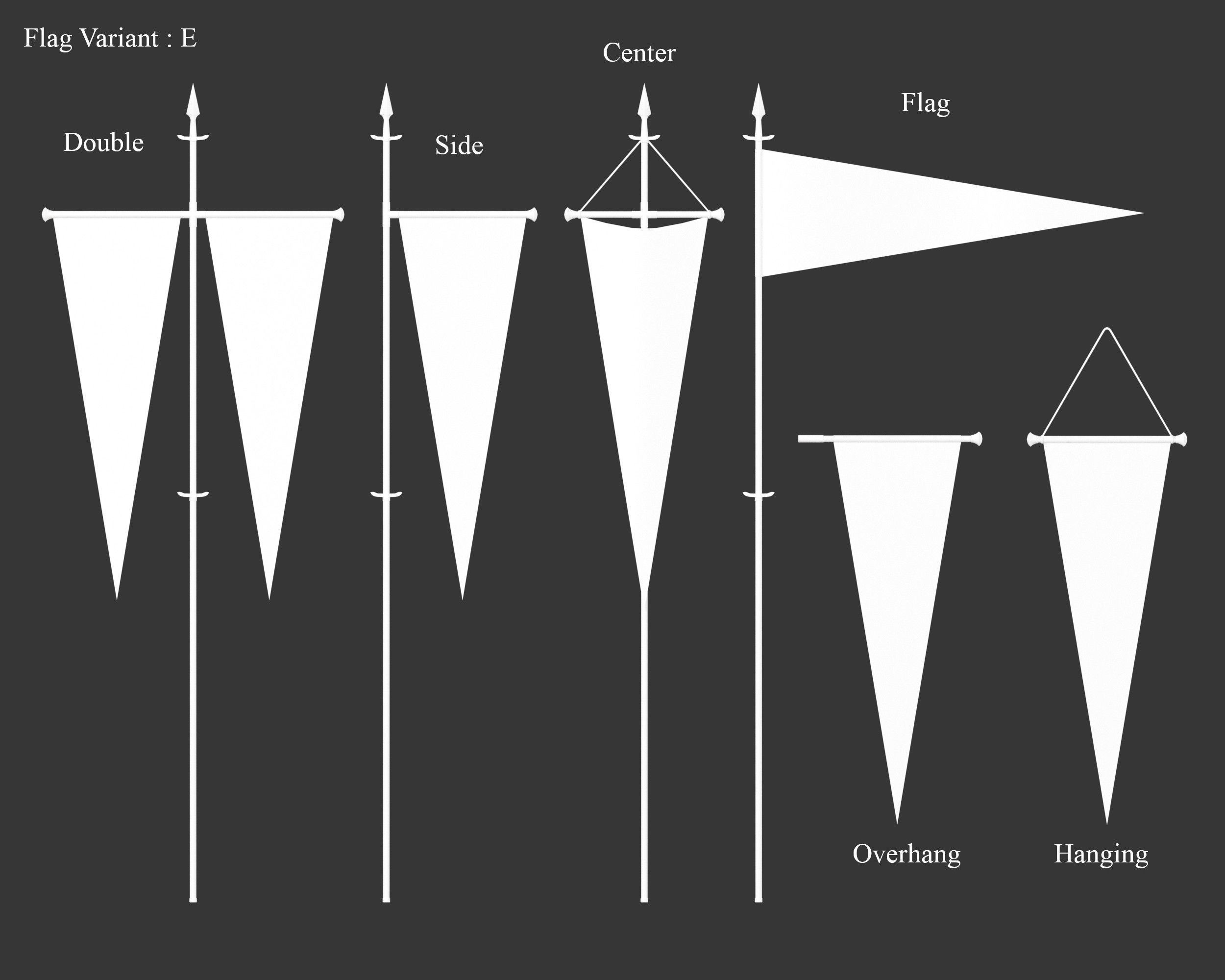 Medieval Elegant Decoration Flags and Banners Low-poly 3D model_16