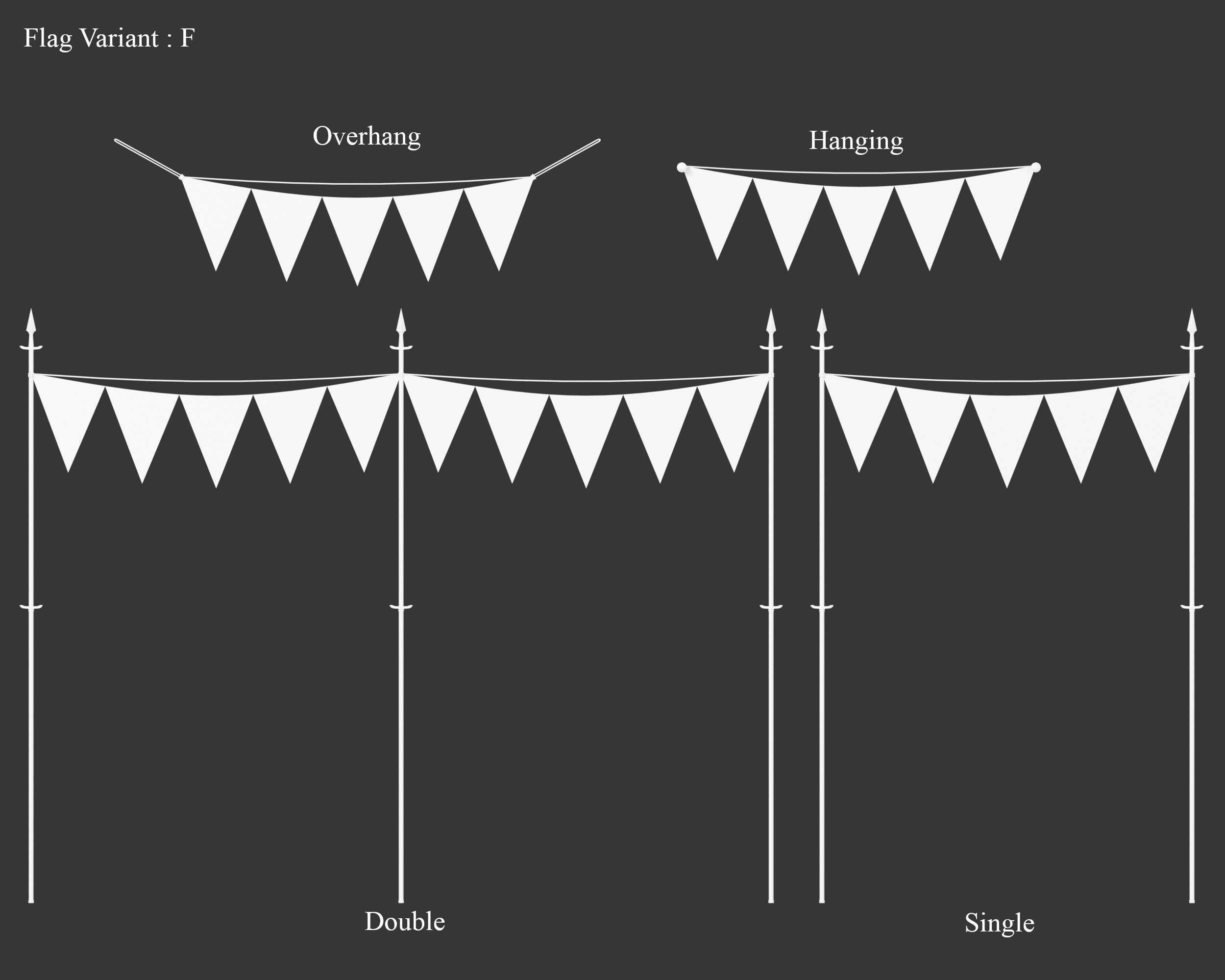 Medieval Elegant Decoration Flags and Banners Low-poly 3D model_19