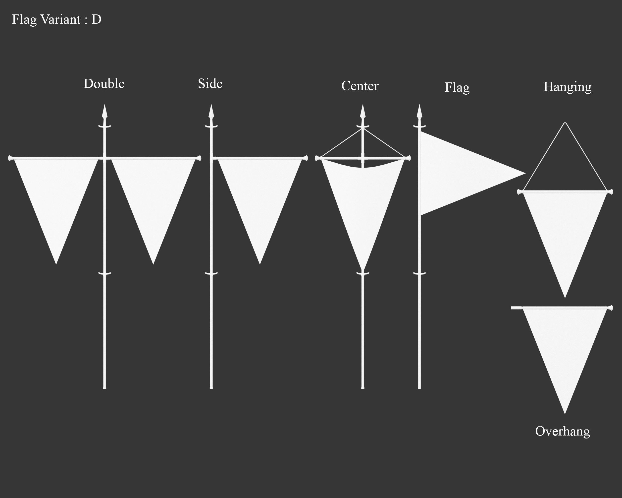 Medieval Elegant Decoration Flags and Banners Low-poly 3D model_13