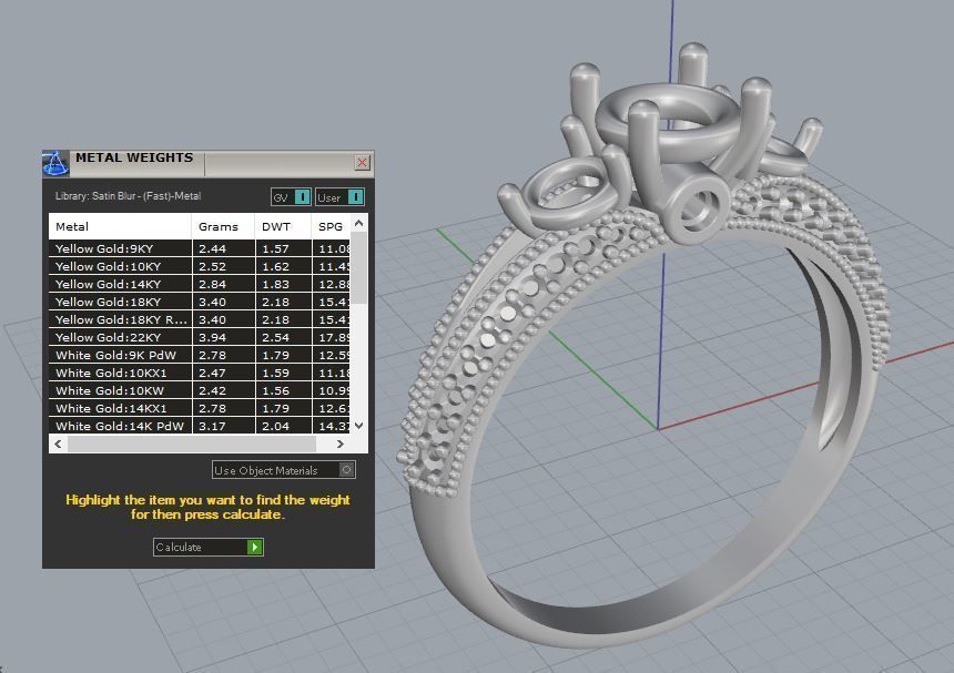 Engagement ring with round center 3D print model 3D print model_8