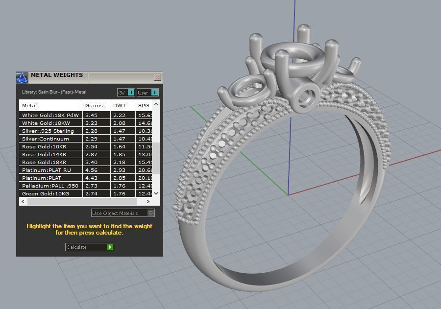 Engagement ring with round center 3D print model 3D print model_7