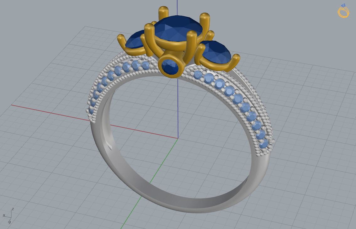 Engagement ring with round center 3D print model 3D print model_3