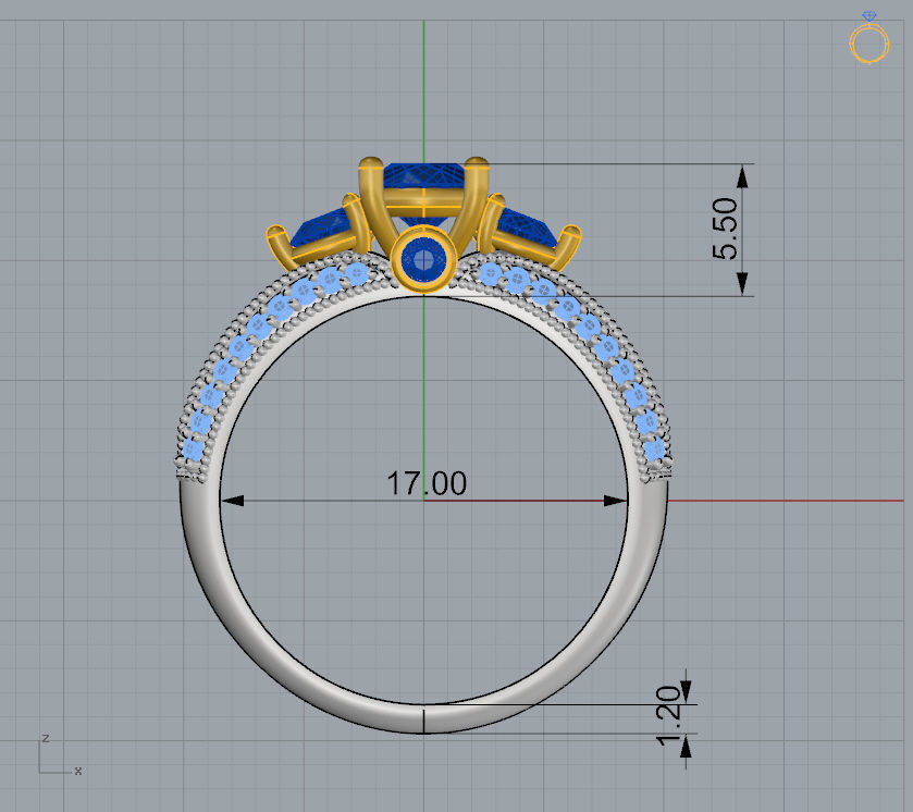 Engagement ring with round center 3D print model 3D print model_4