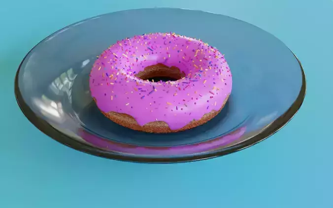 Donut in a plate 3D model
