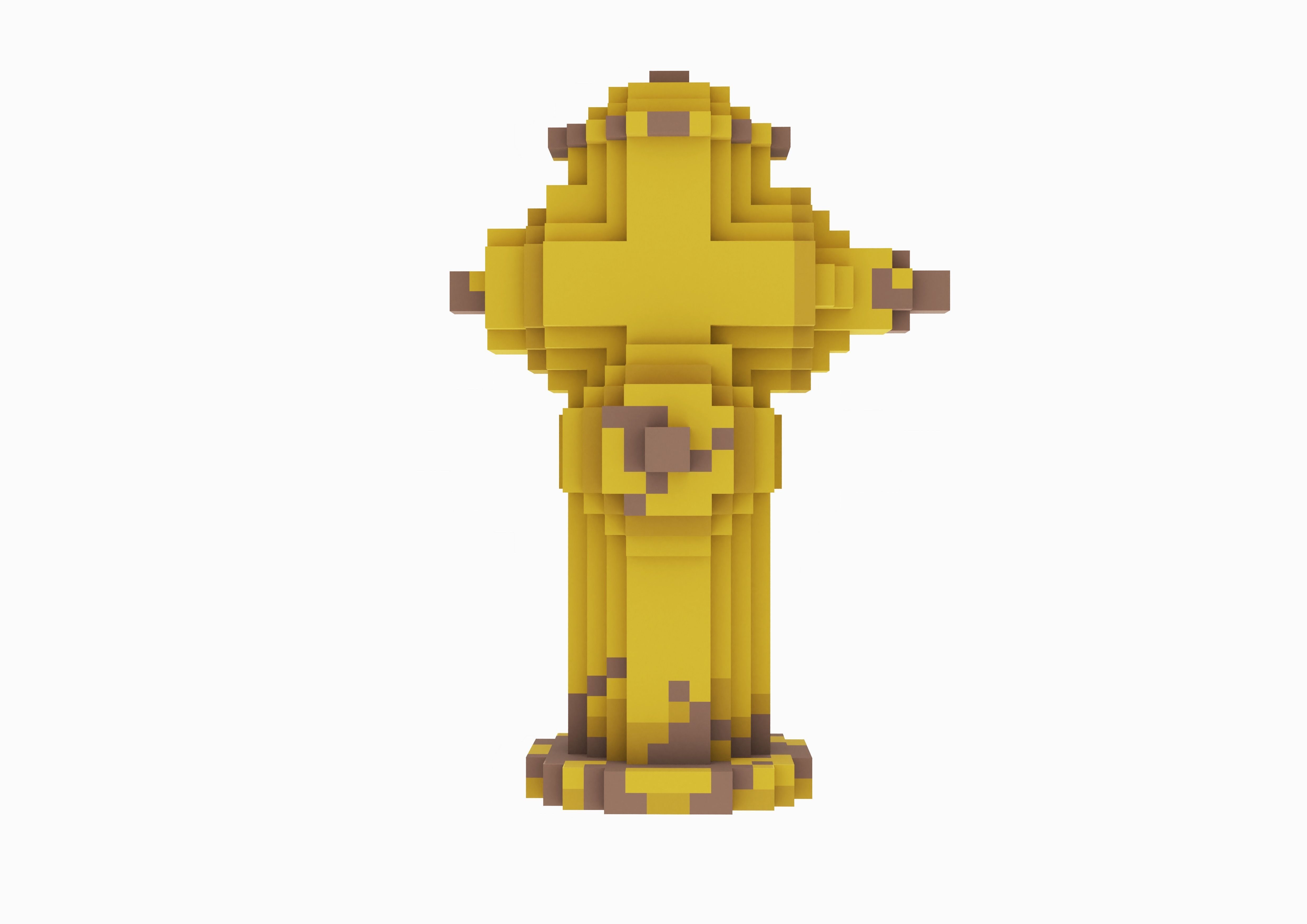 Voxel Yellow Fire Hydrant 3D model_3