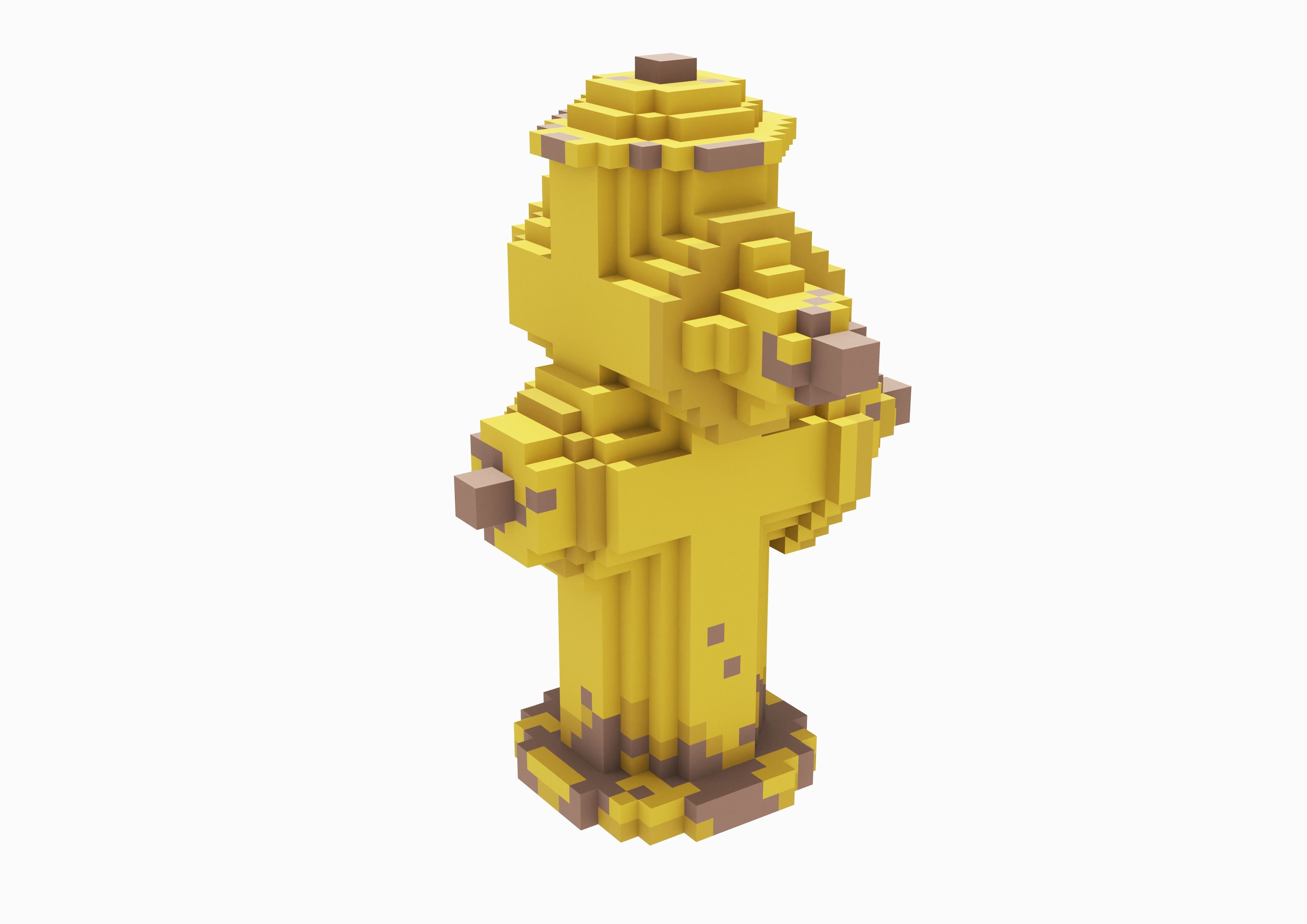 Voxel Yellow Fire Hydrant 3D model_5