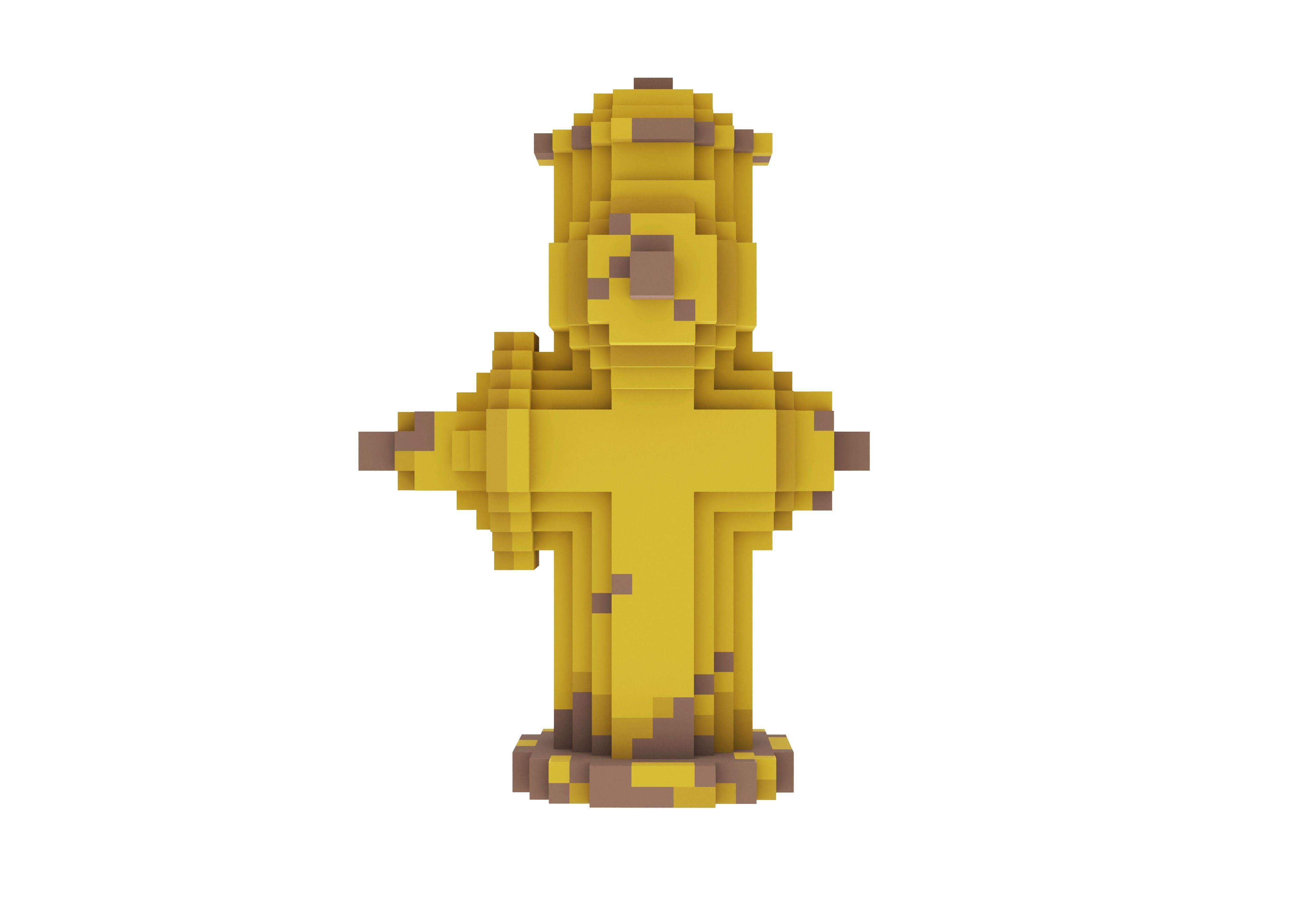 Voxel Yellow Fire Hydrant 3D model_4