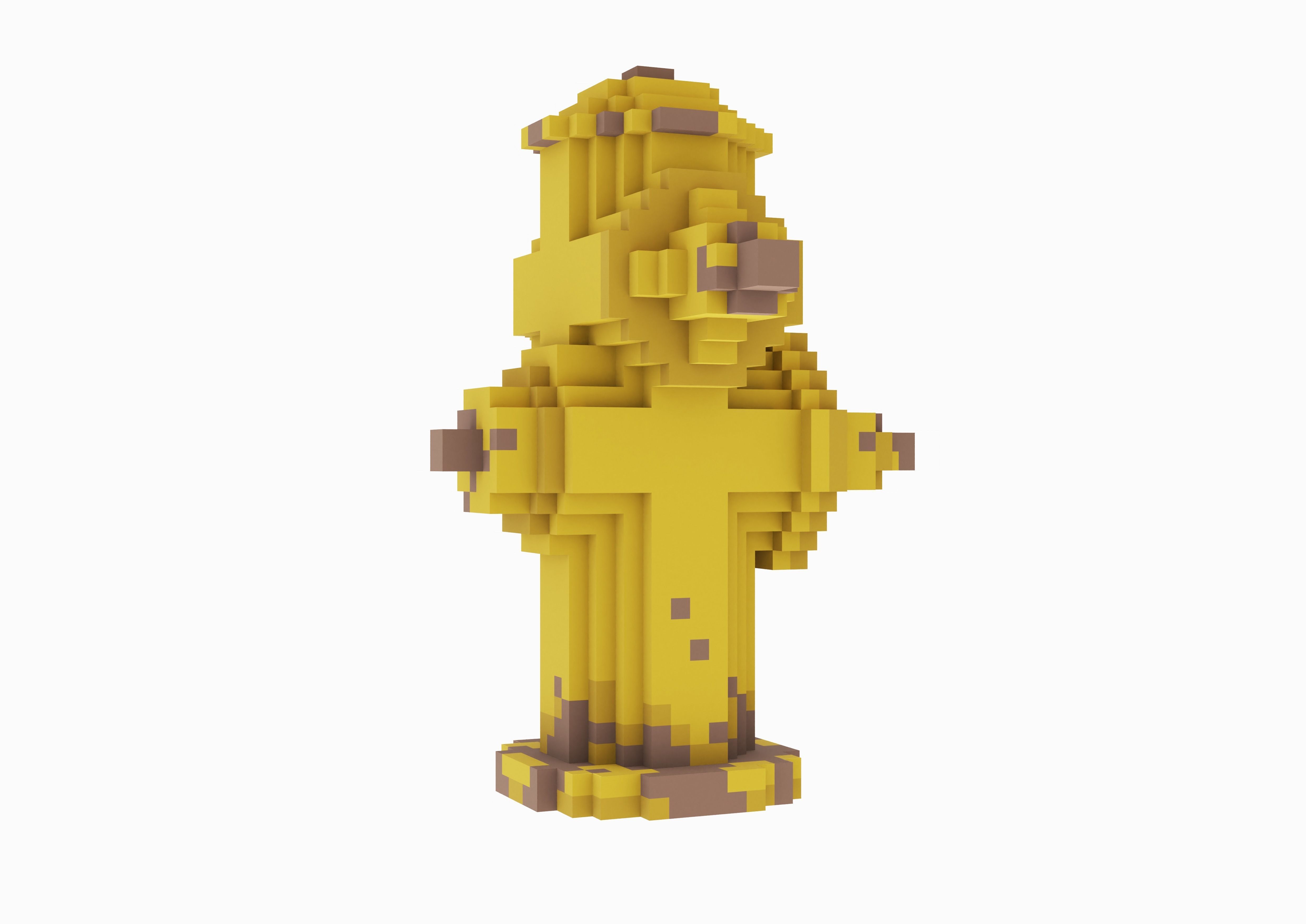 Voxel Yellow Fire Hydrant 3D model_2