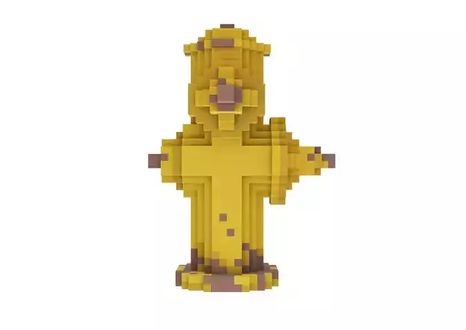 Voxel Yellow Fire Hydrant