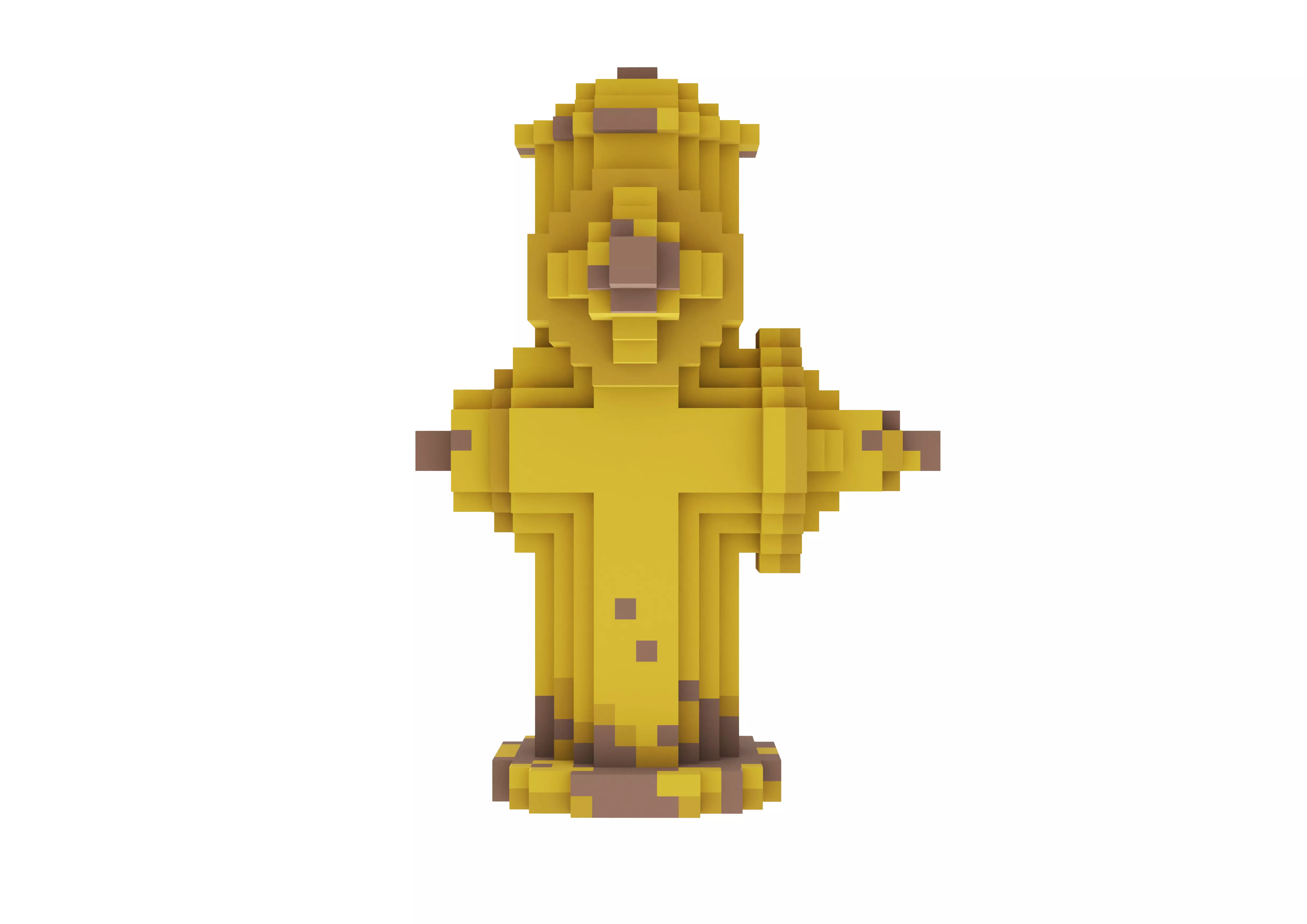 Voxel Yellow Fire Hydrant 3D model_0