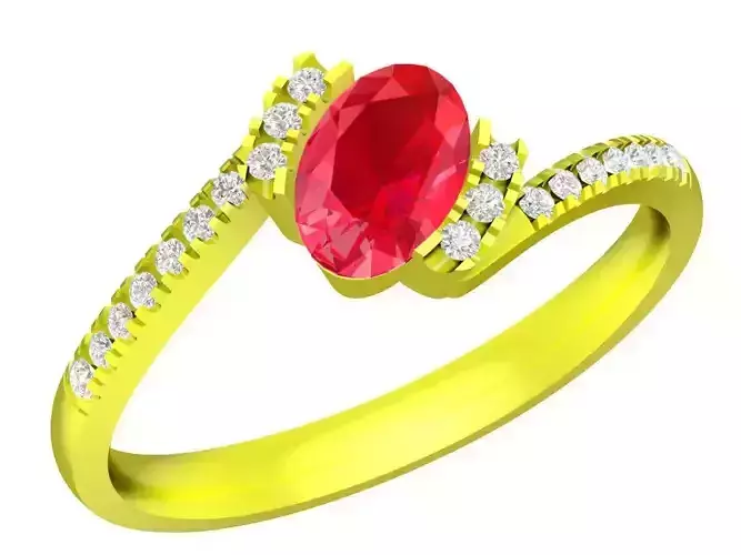 5229 Fashion oval diamond ring for pretty girls 