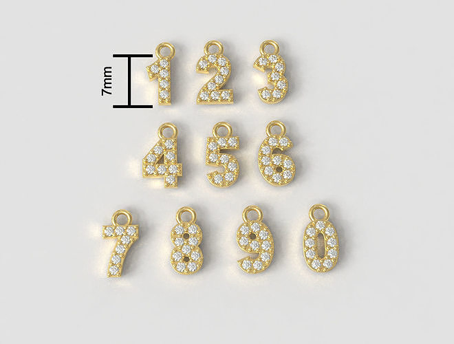 Diamond Number Pendants - 7mm 3D print model