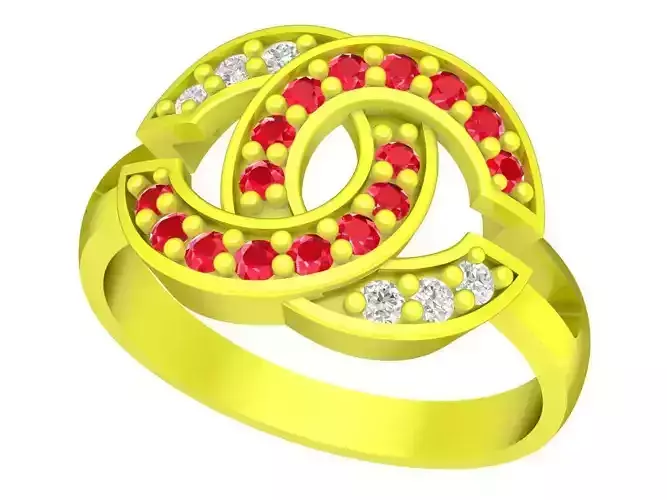 C Letter Diamond Women Ring 3D Print Model A5233