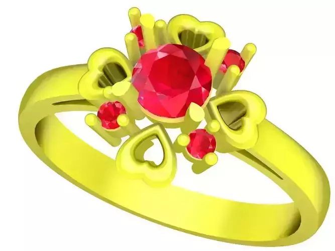 Heart Diamond Women Ring 3D Print Model A5234