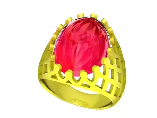Oval Ruby Art Women Ring 3D Print Model A5236
