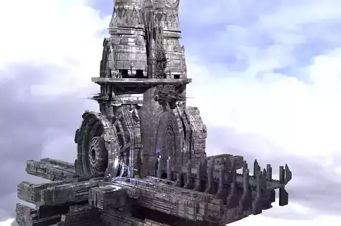 Steampunk Temple Sci Fi Tower