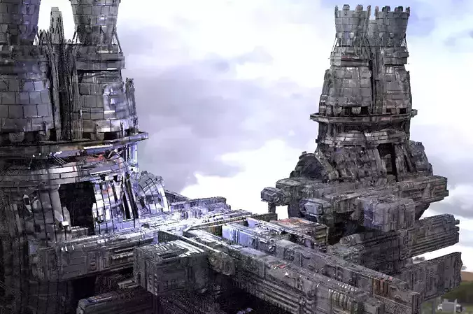 Steampunk Colossal Sci Fi Tower Plaza  