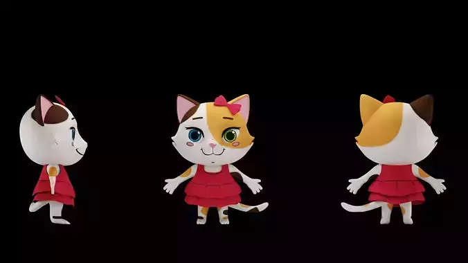LITTLE CUTE CARTOON CAT 3D MODEL