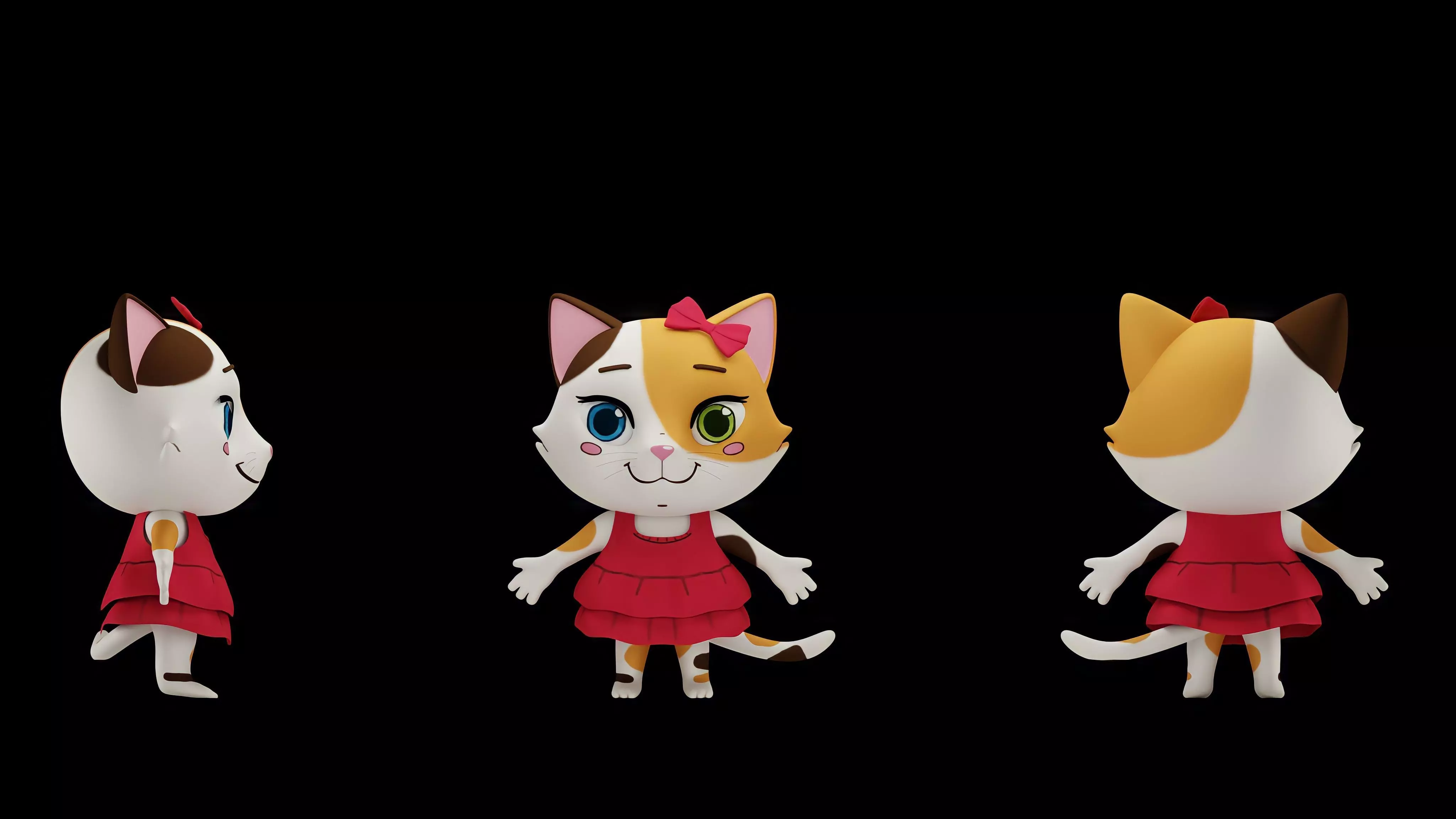 LITTLE CUTE CARTOON CAT 3D MODEL Low-poly 3D model