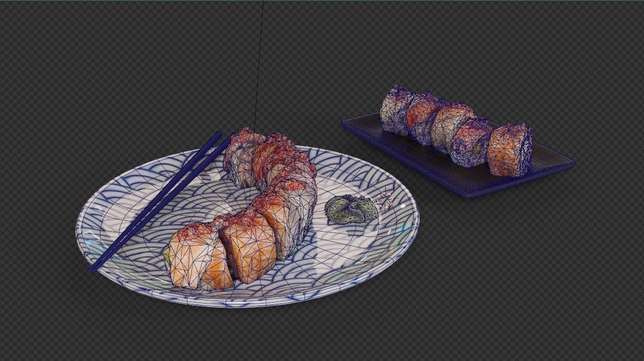 Rainbow Roll Sushi - Scene Prop 3D model_3