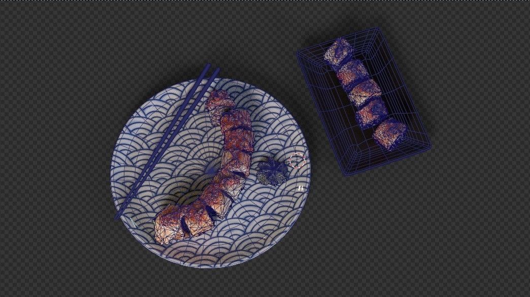 Rainbow Roll Sushi - Scene Prop 3D model_4
