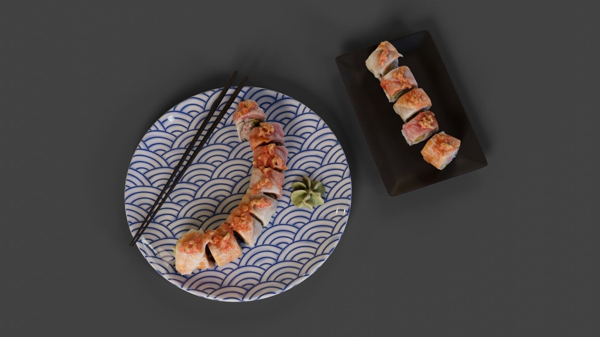 Rainbow Roll Sushi - Scene Prop 3D model_2