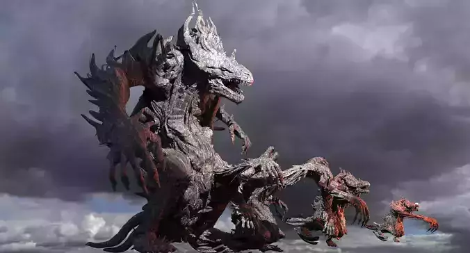 Demon gate Statue gargoyle cluster