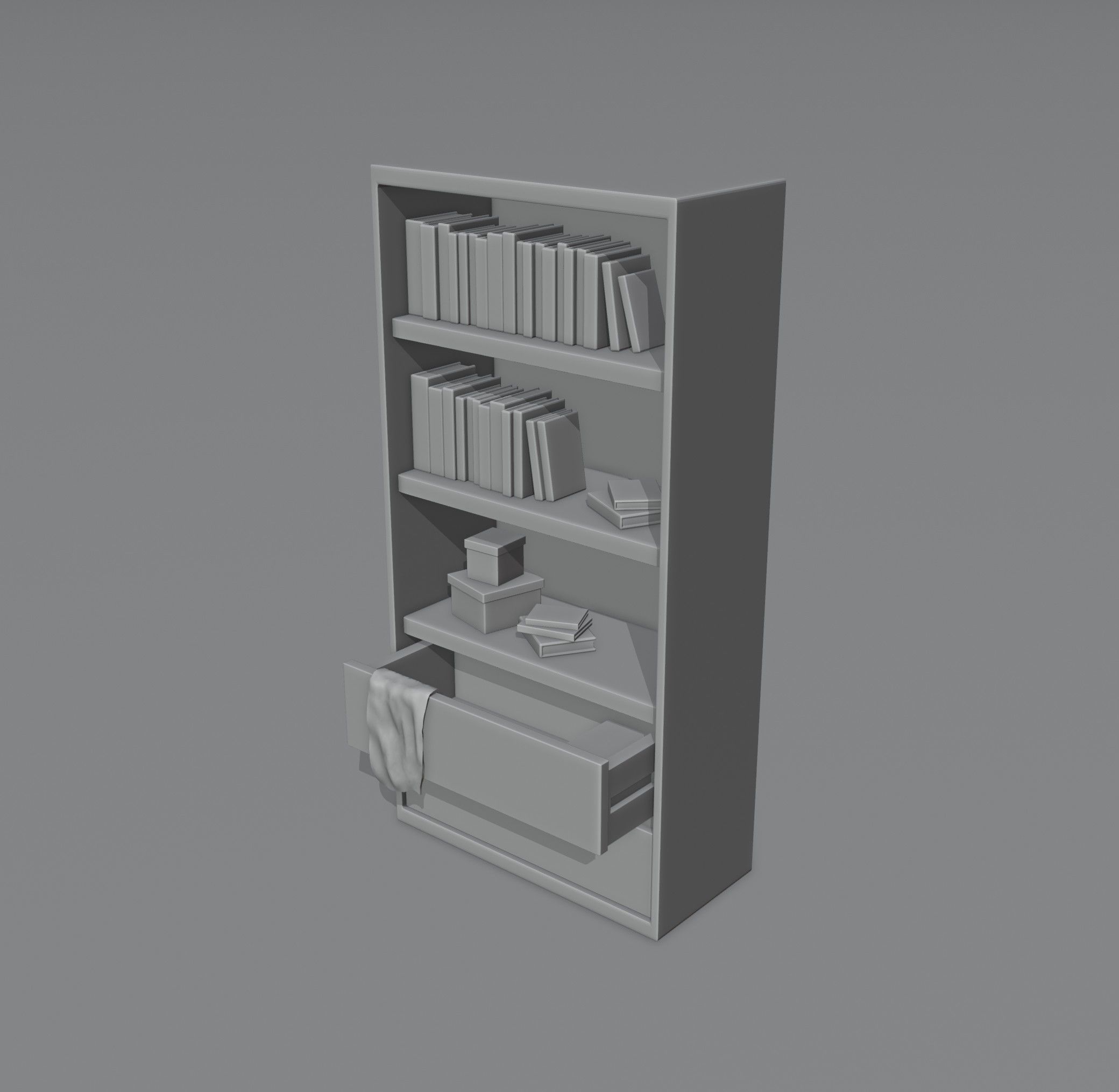 Low Poly Book Shelf Low-poly 3D model_2