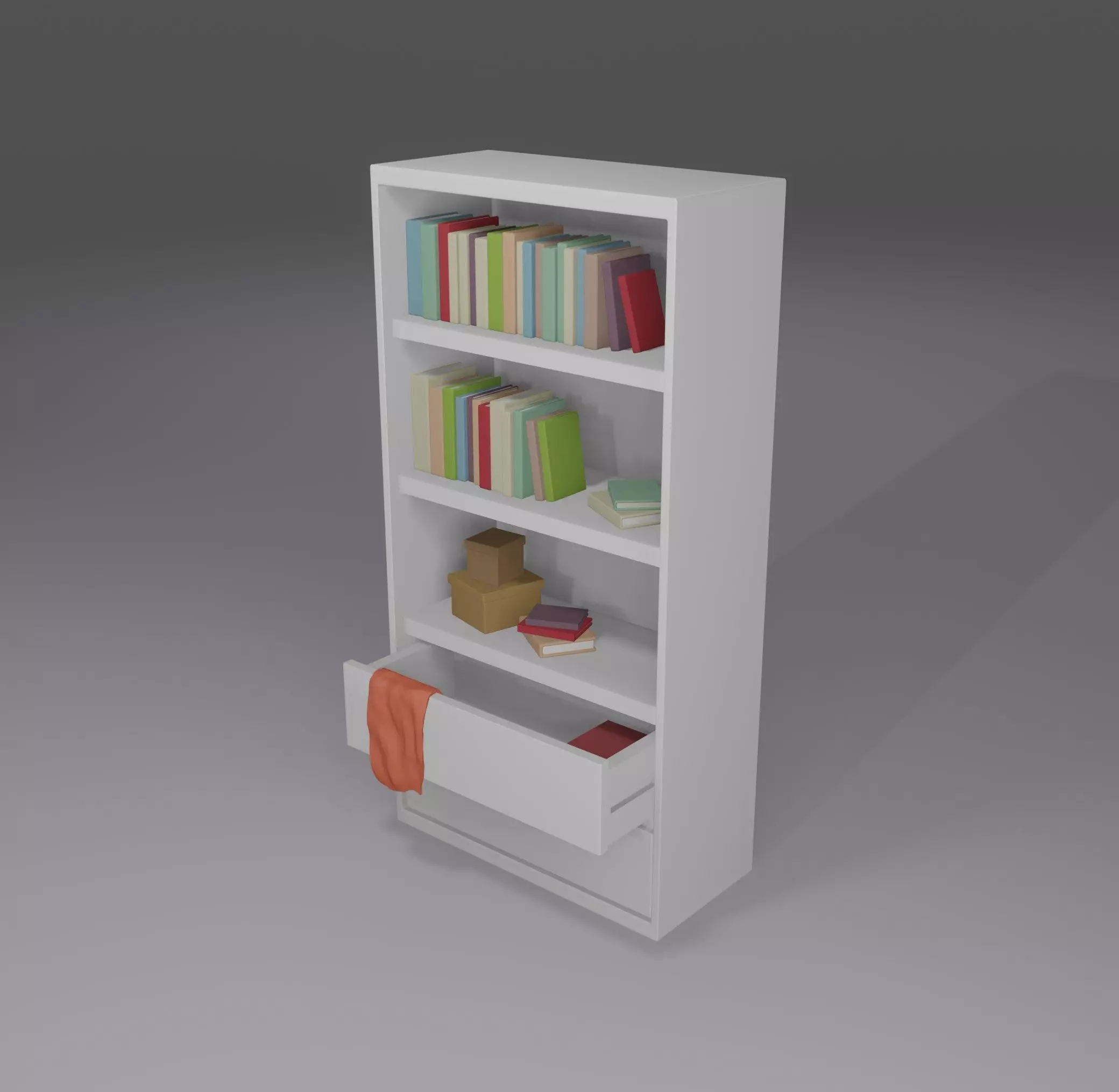 Low Poly Book Shelf Low-poly 3D model_0